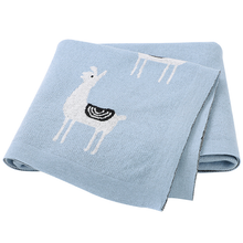 Load image into Gallery viewer, Llama Luxe Heirloom Baby Blanket (Blue)