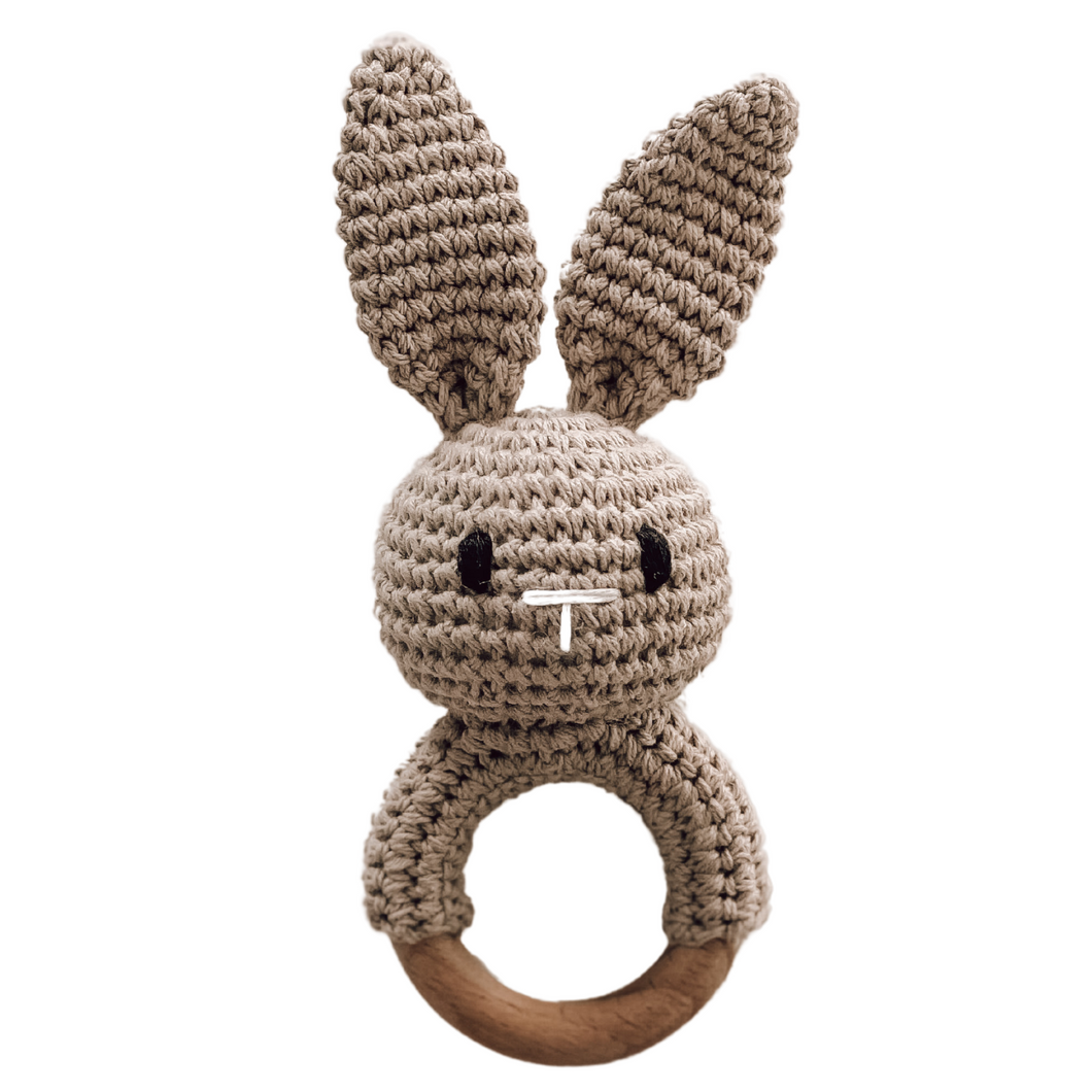Crochet Bunny Baby Rattle (Chocolate)