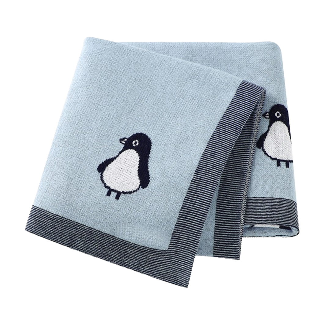Penguin Luxe Heirloom Baby Blanket (Blue)