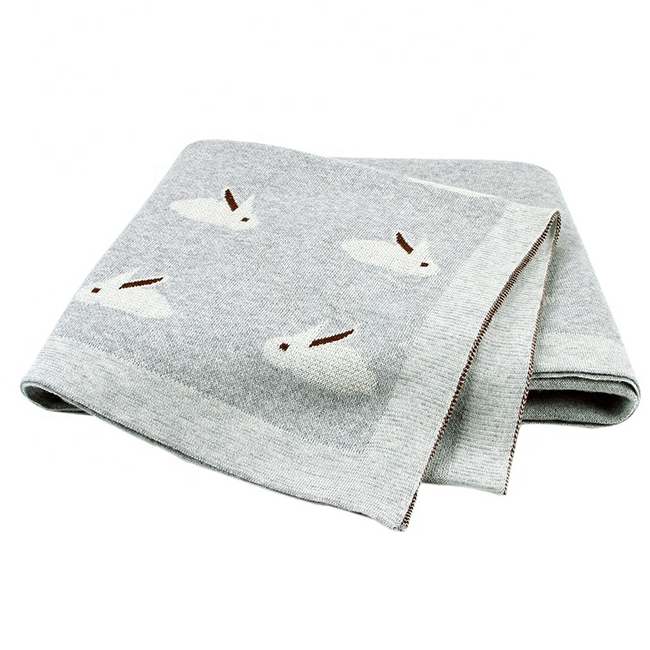 Bunny Luxe Heirloom Baby Blanket (Grey)