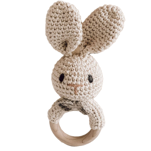 Crochet Bunny Baby Rattle (Natural)