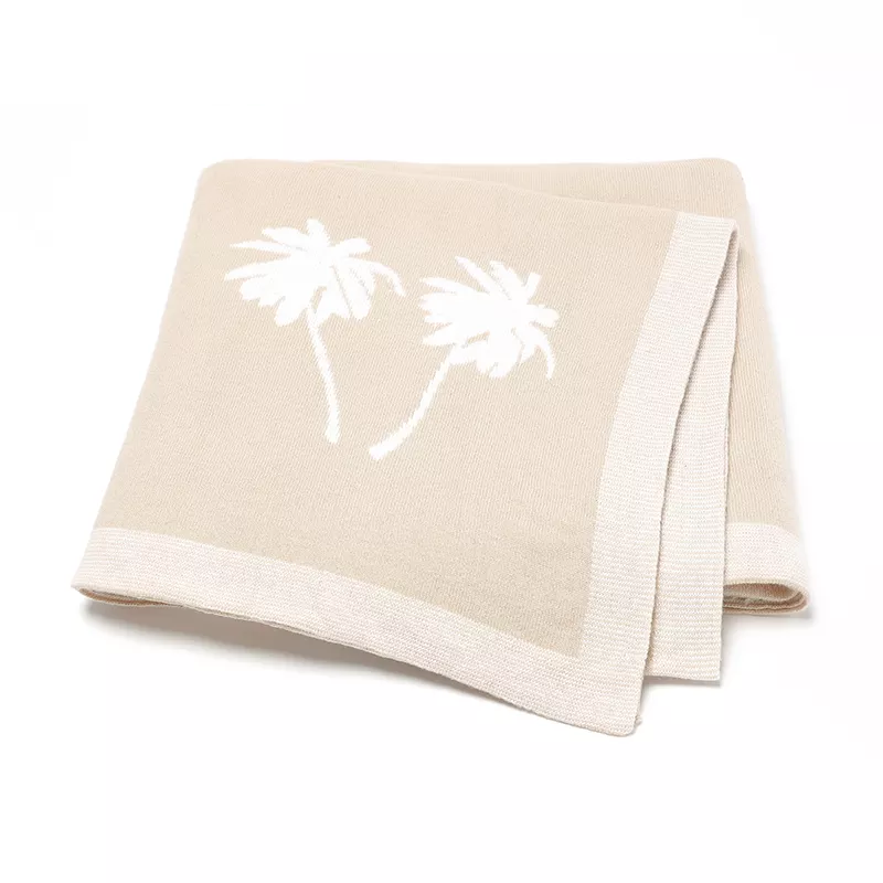 Palms Luxe Heirloom Baby Blanket (Camel)