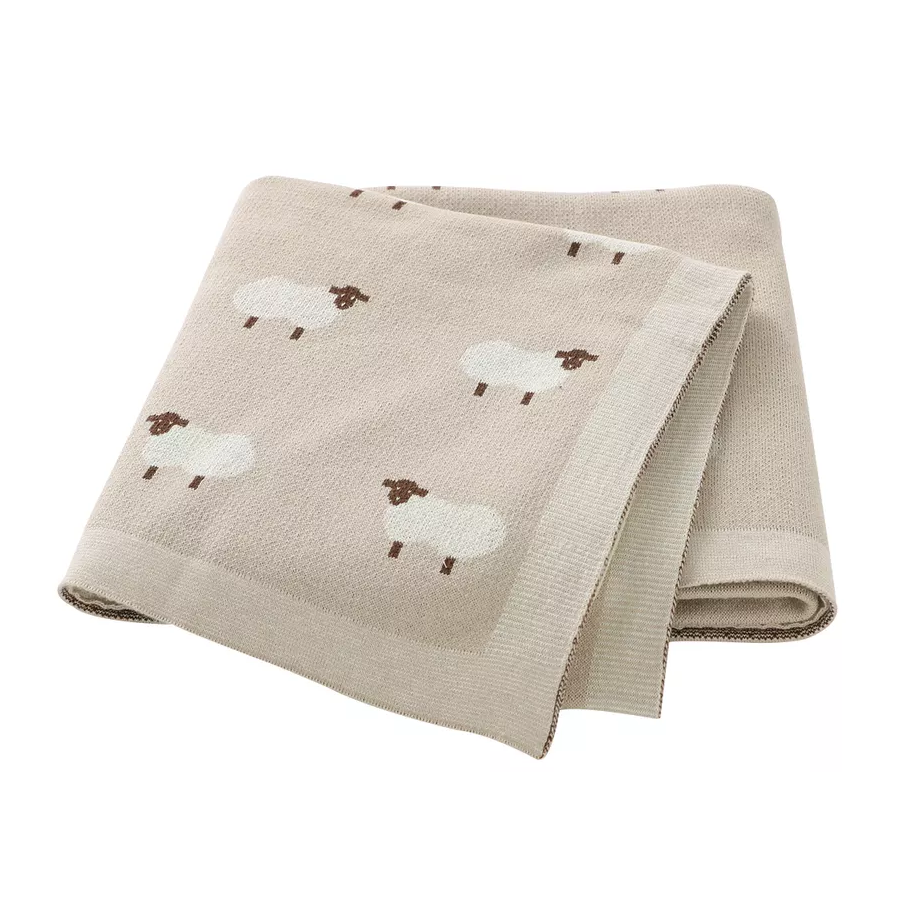 Sheep Luxe Heirloom Baby Blanket (Camel)