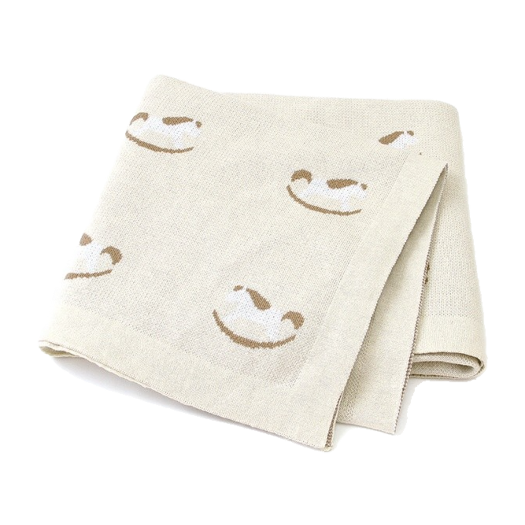 Rocking Horse Luxe Heirloom Baby Blanket (Cream)