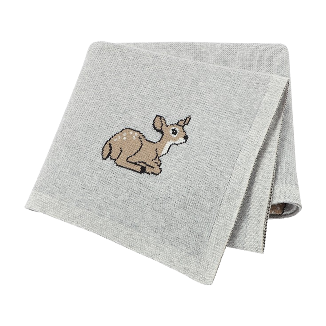 Deer Luxe Heirloom Baby Blanket (Grey)