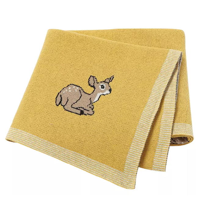 Deer Luxe Heirloom Baby Blanket (Mustard)