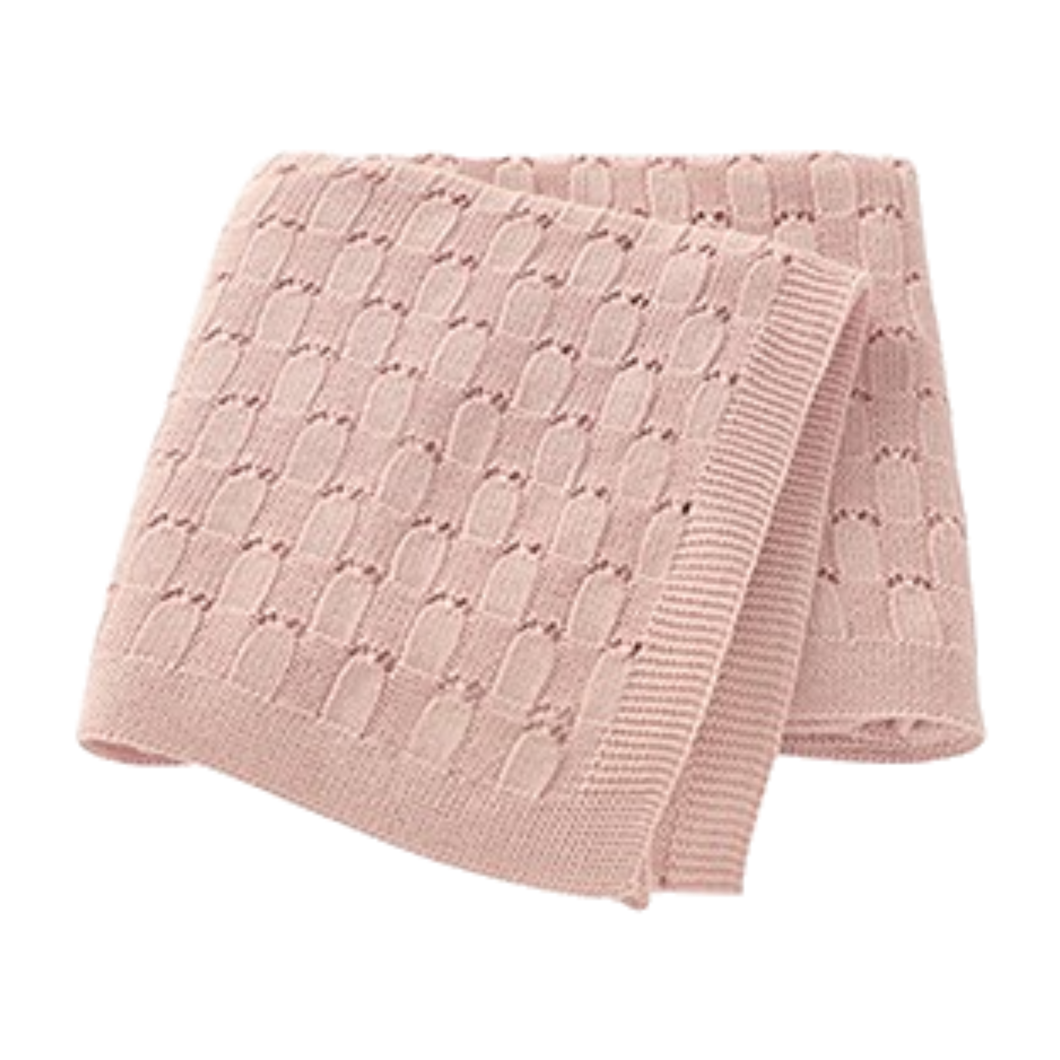Cellular Knit Luxe Heirloom Baby Blanket (Pink)