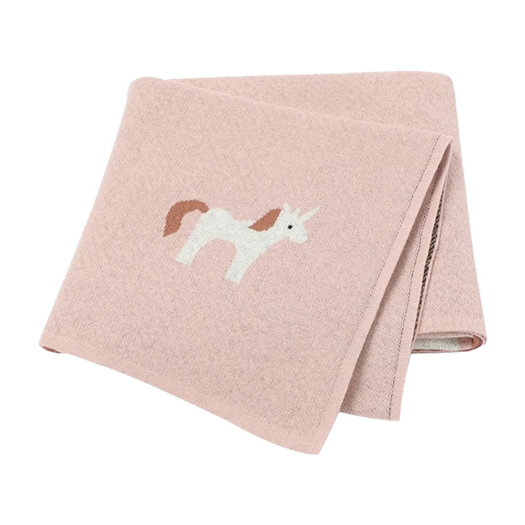 Unicorn Luxe Heirloom Baby Blanket (Pink)