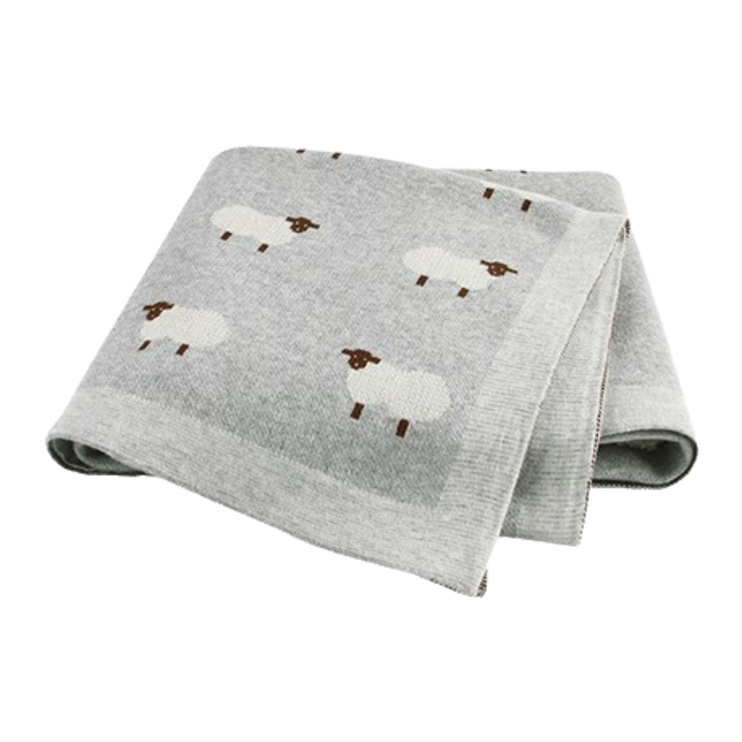 Sheep Luxe Heirloom Baby Blanket (Grey)