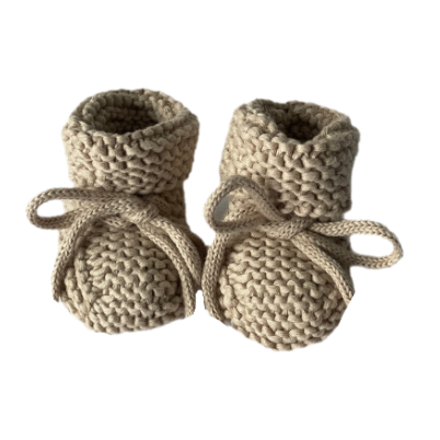 Crocheted Cotton Booties (Almond)